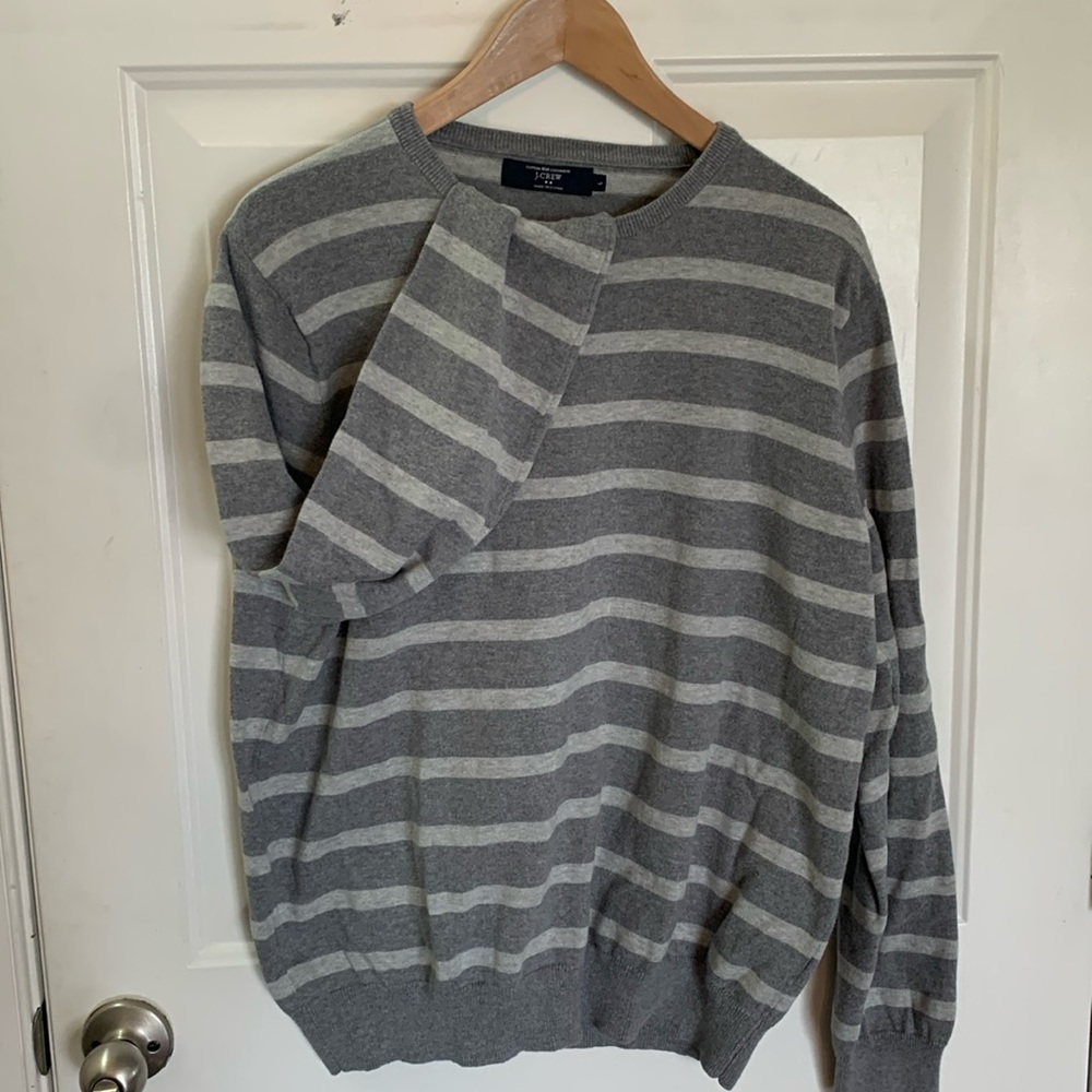 J. Crew gray striped sweater.